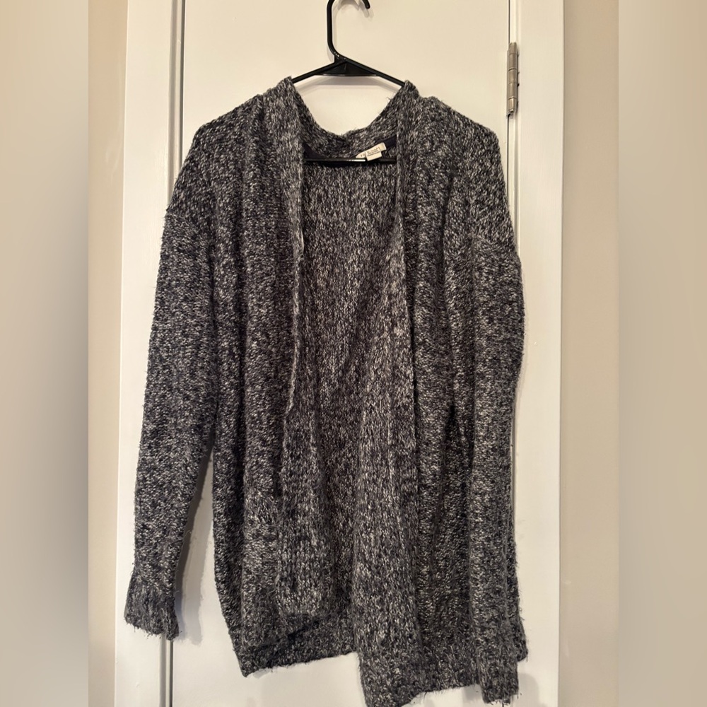 Woven Grey Cardigan with Pockets